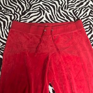Bright red velour pants.|brand- New York&Company|